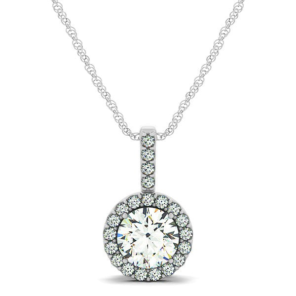 White Gold 14k Diamond Halo Round Style Pendant