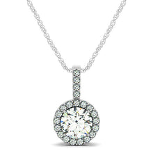 Load image into Gallery viewer, White Gold 14k Diamond Halo Round Style Pendant