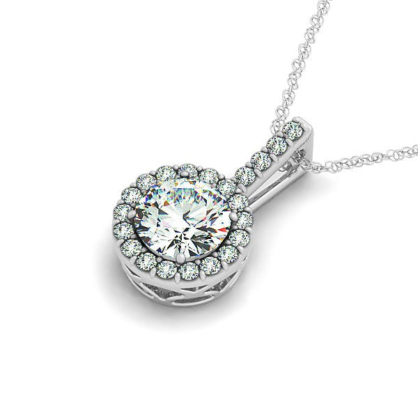 White Gold 14k Diamond Halo Round Style Pendant