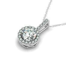 Load image into Gallery viewer, White Gold 14k Diamond Halo Round Style Pendant