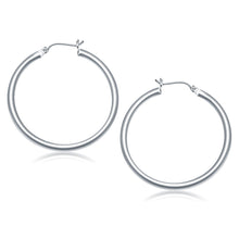 Load image into Gallery viewer, White Gold 14k 40 mm Polished Hoop Earrings with Snap Lock Backing