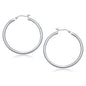 White Gold 14k 40 mm Polished Hoop Earrings with Snap Lock Backing