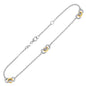 Yellow Gold and Sterling Silver 14k Triple Ring Stationed Anklet