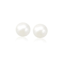 Load image into Gallery viewer, Yellow Gold 14k 7.0 mm Freshwater Cultured White Pearl Stud Earrings