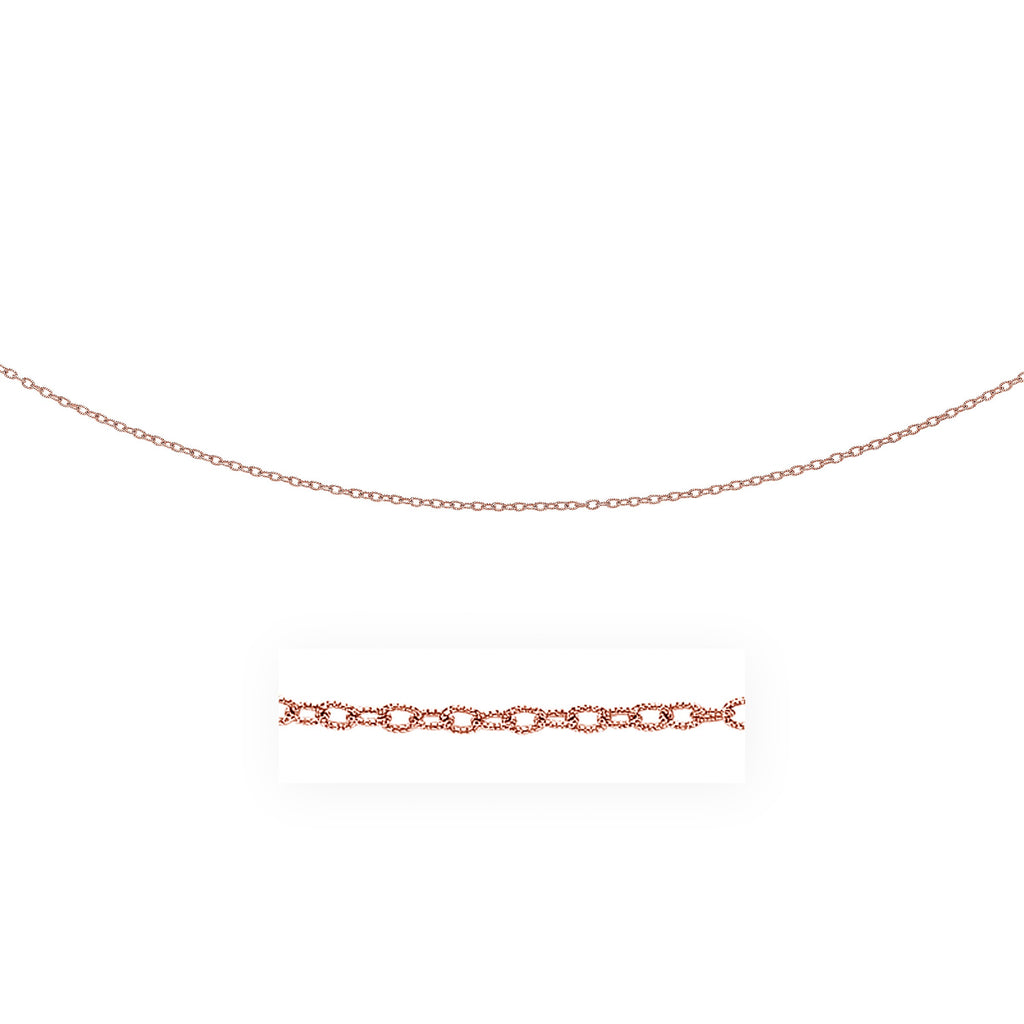 Rose Gold 14k 2.5mm Pendant Chain with Textured Links in Lobster Claw