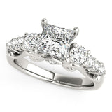 White Gold 14k 3 Stone Antique Design Diamond Engagement Ring