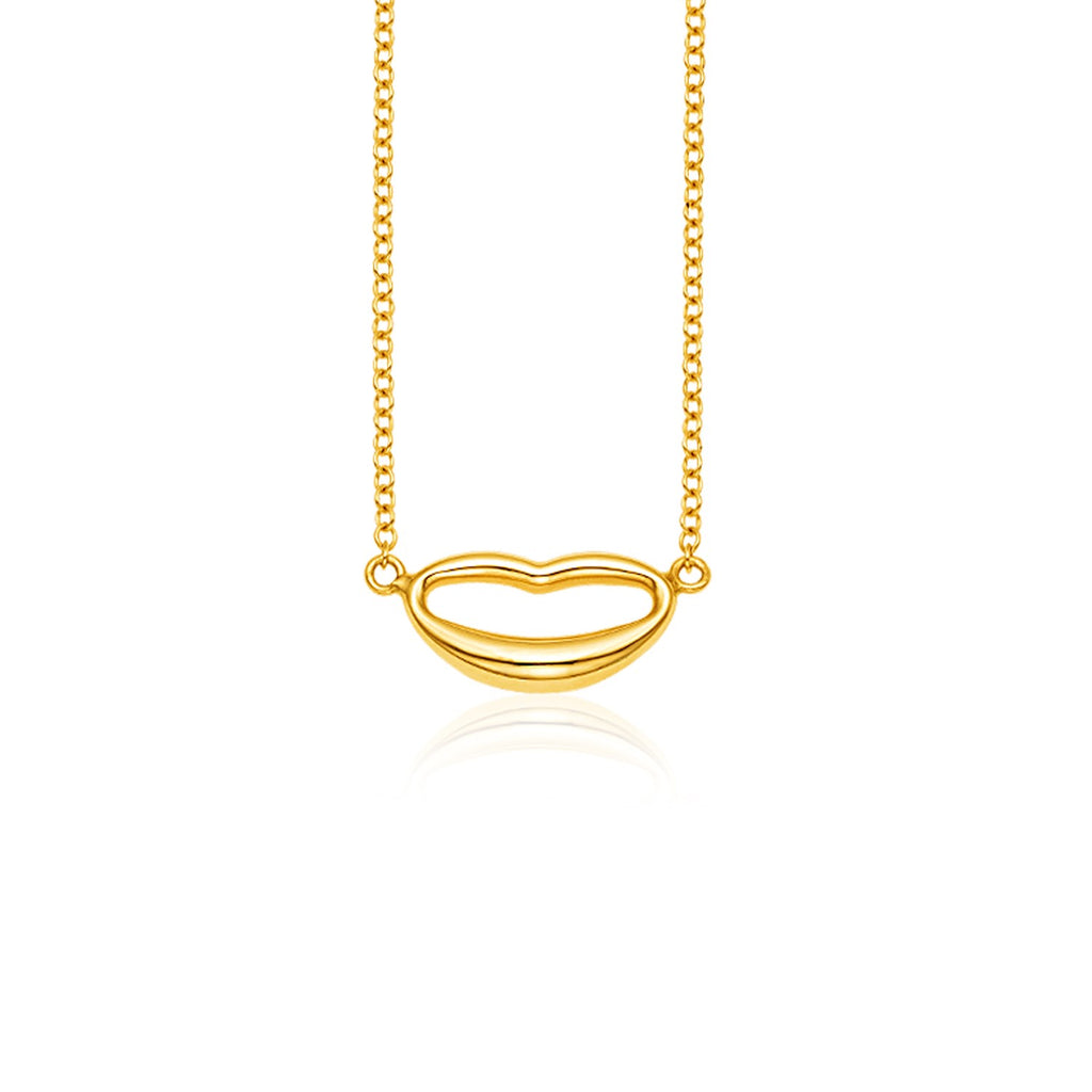 Yellow Gold 14k Women's Emoji Lips Necklace