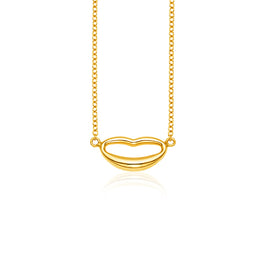 Yellow Gold 14k Women's Emoji Lips Necklace
