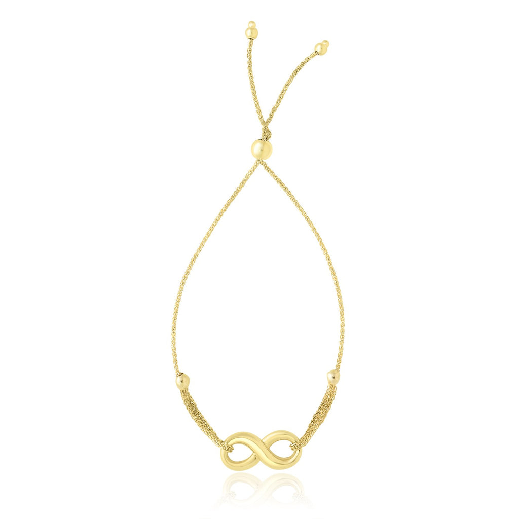 Yellow Gold 14k Infinity Adjustable Lariat Women's Motif Bracelet