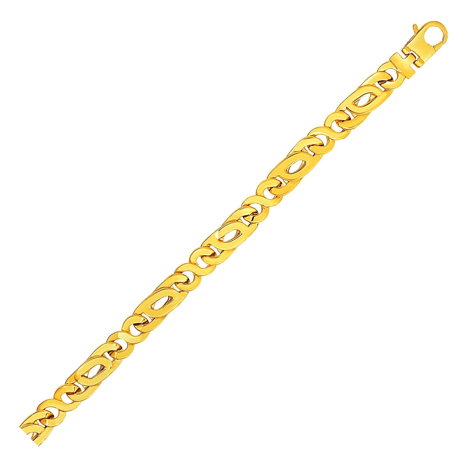 Yellow Gold 14k Interlocking Polished Oval Mens Motif Bracelet