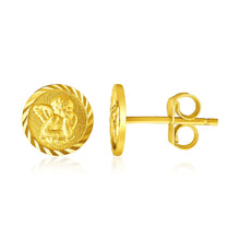 Load image into Gallery viewer, Yellow Gold 14k Round Angel Post Earrings with Pushback Clasps