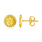 Yellow Gold 14k Round Angel Post Earrings with Pushback Clasps