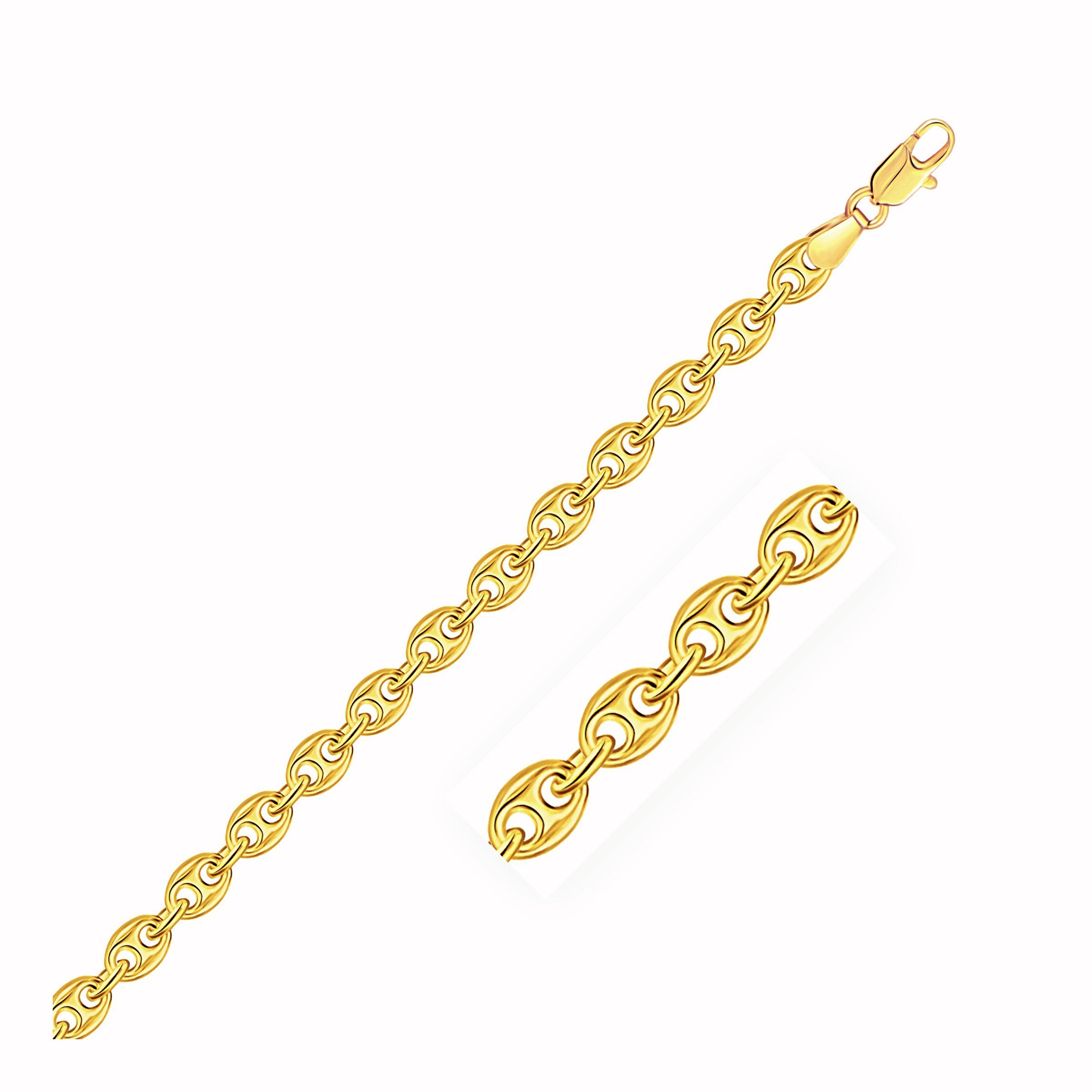 Yellow Gold 14k 4.7mm Puffed Women's Mariner Link Bracelet