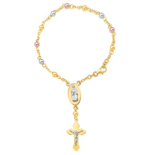 Load image into Gallery viewer, Tri-Color Gold 14k Rosary Style Women&#39;s Fancy Bracelet