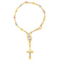 Tri-Color Gold 14k Rosary Style Women's Fancy Bracelet