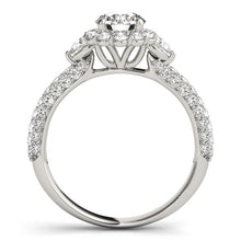 Load image into Gallery viewer, White Gold 14k Halo Round Diamond Pave Band Engagement Ring