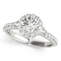 White Gold 14k Halo Round Diamond Pave Band Engagement Ring