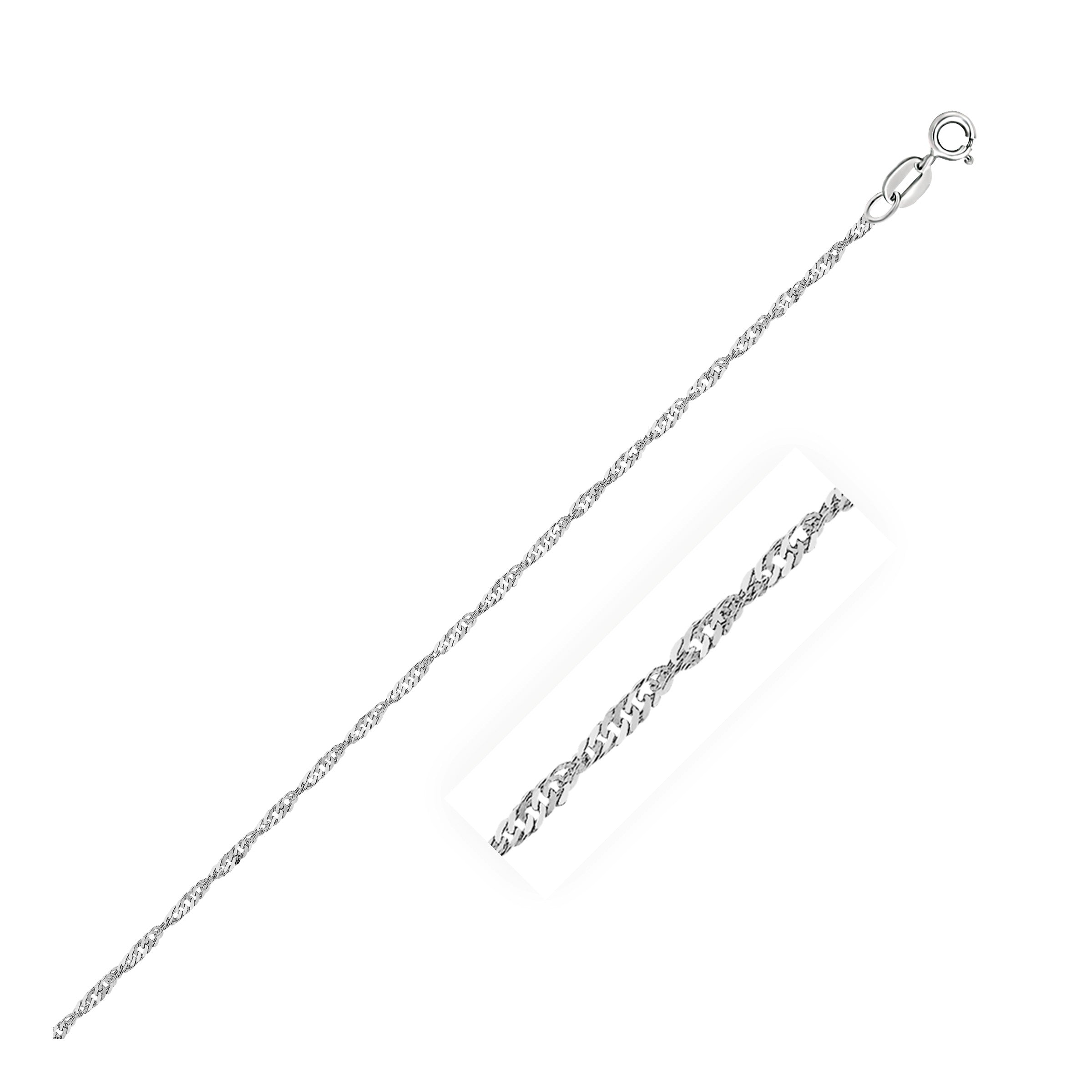 White Gold 14k 1.5mm Singapore Chains in Spring Ring Clasp