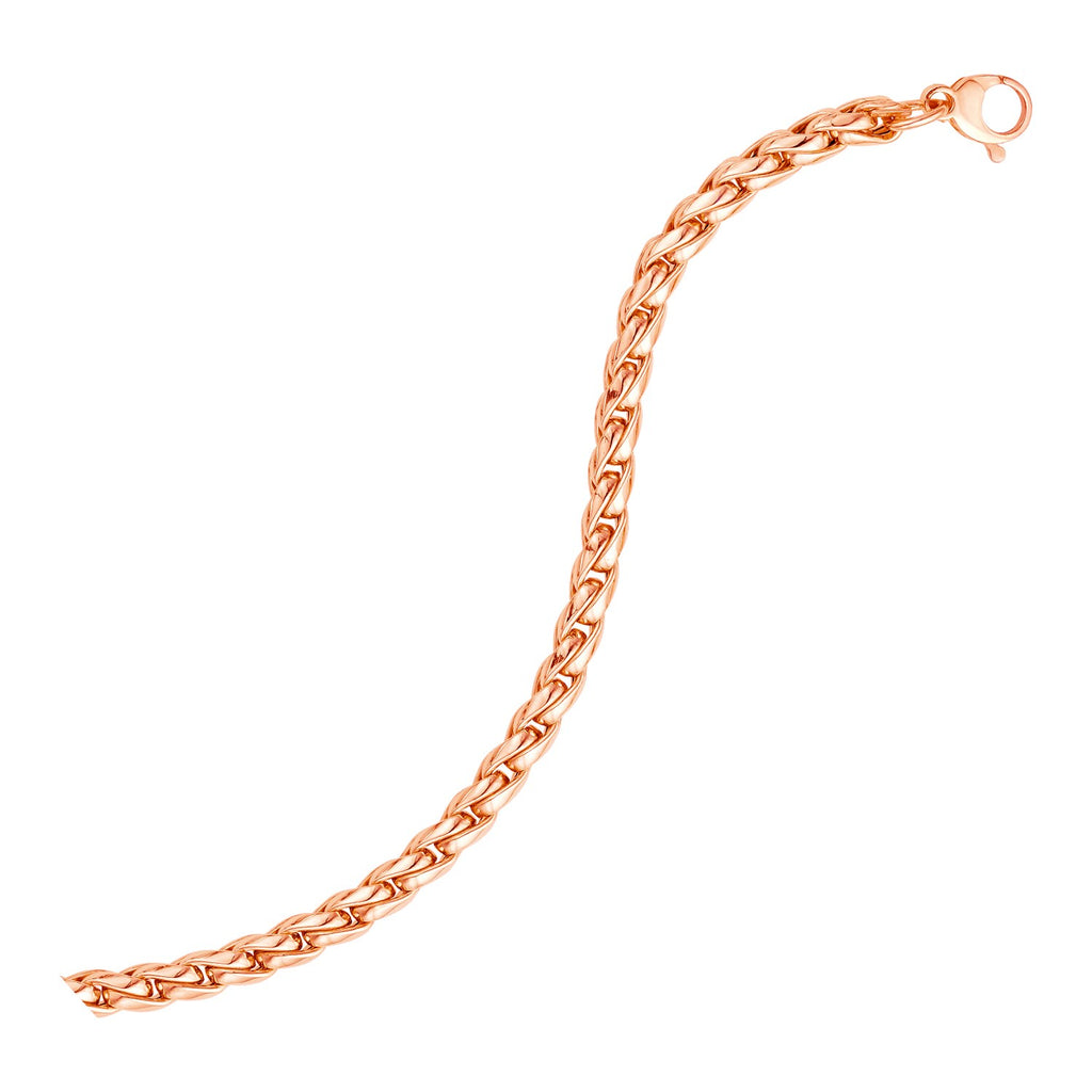 Rose Gold 14k 7 1/2 inch Round Women's Curb Chain Bracelet