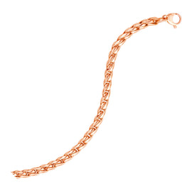 Rose Gold 14k 7 1/2 inch Round Women's Curb Chain Bracelet