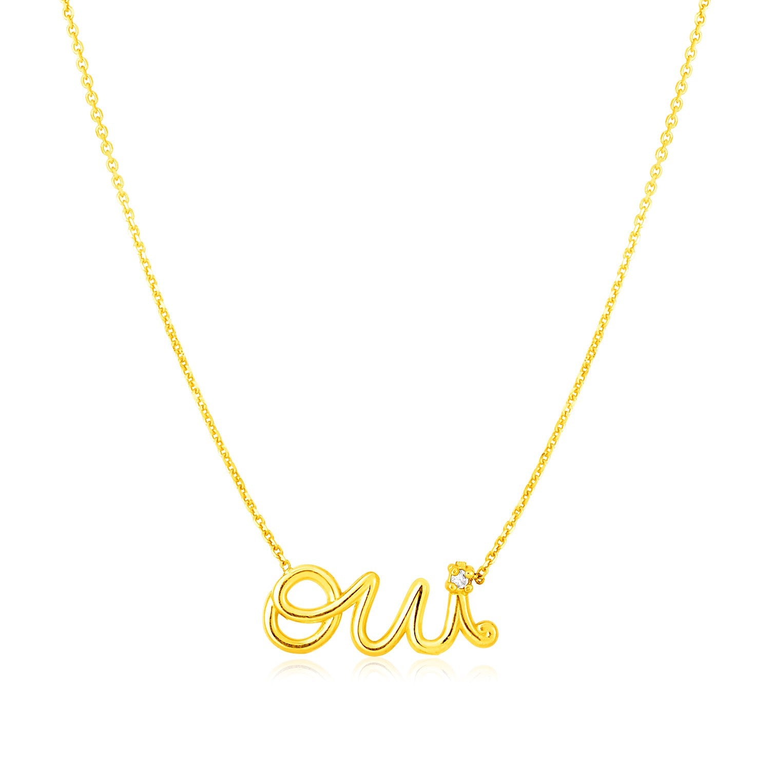 Yellow Gold 14k Oui Women's Necklace with Diamonds