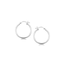 Load image into Gallery viewer, Sterling Silver Polished Thin Hoop Earrings with Rhodium Plating (20mm)