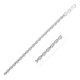 Sterling Silver 7.3mm Diamond Cut Rope Chains in Lobster Clasp