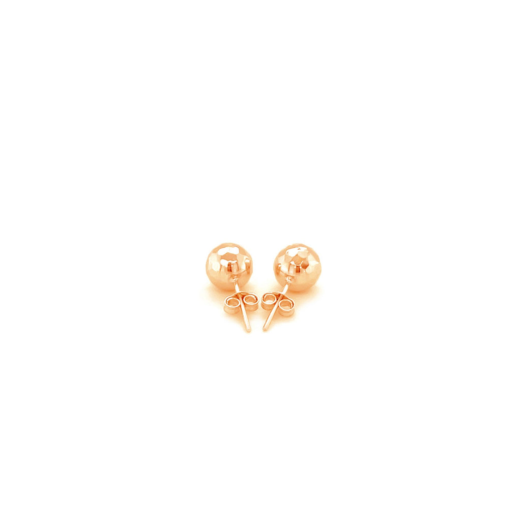Rose Gold 14k Ball with Classic Faceted Texture Earrings