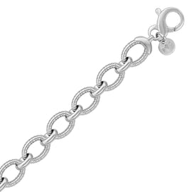 Sterling Silver Oval Cable Design Chain Women's Link Bracelet