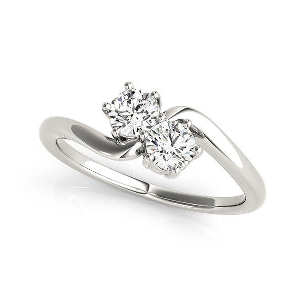 White Gold 14k Solitaire Two Stone Diamond Ring