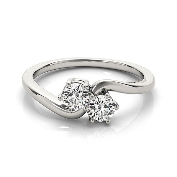 White Gold 14k Solitaire Two Stone Diamond Ring