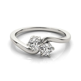 White Gold 14k Solitaire Two Stone Diamond Ring