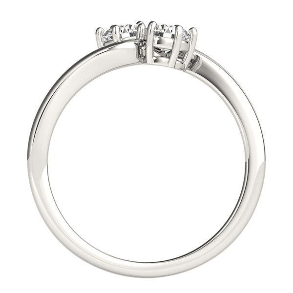 White Gold 14k Solitaire Two Stone Diamond Ring