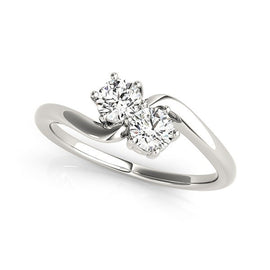 White Gold 14k Solitaire Two Stone Diamond Ring