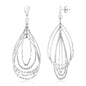 Sterling Silver Textured Teardrop Motif Dangling Earrings