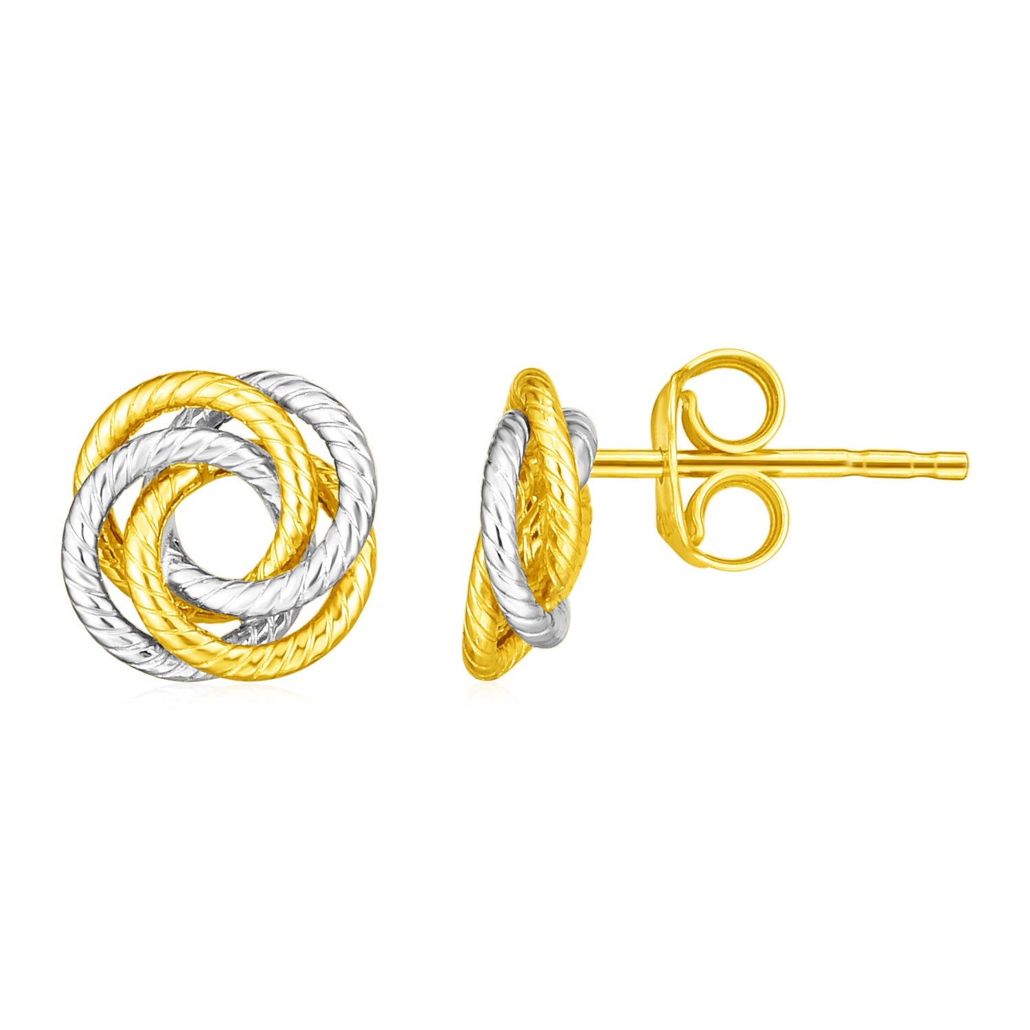Two Tone Gold 14k Love Knot Earrings