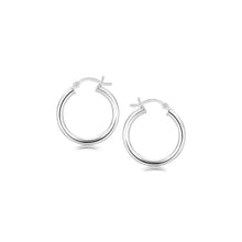 Load image into Gallery viewer, Sterling Silver Polished Hoop Motif Earrings with Rhodium Plating (20mm)