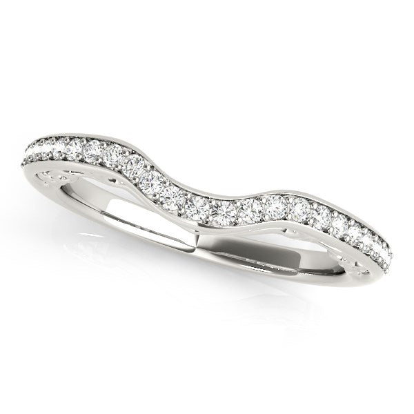 White Gold 14k Prong Set Curved Diamond Wedding Ring