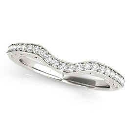 White Gold 14k Prong Set Curved Diamond Wedding Ring