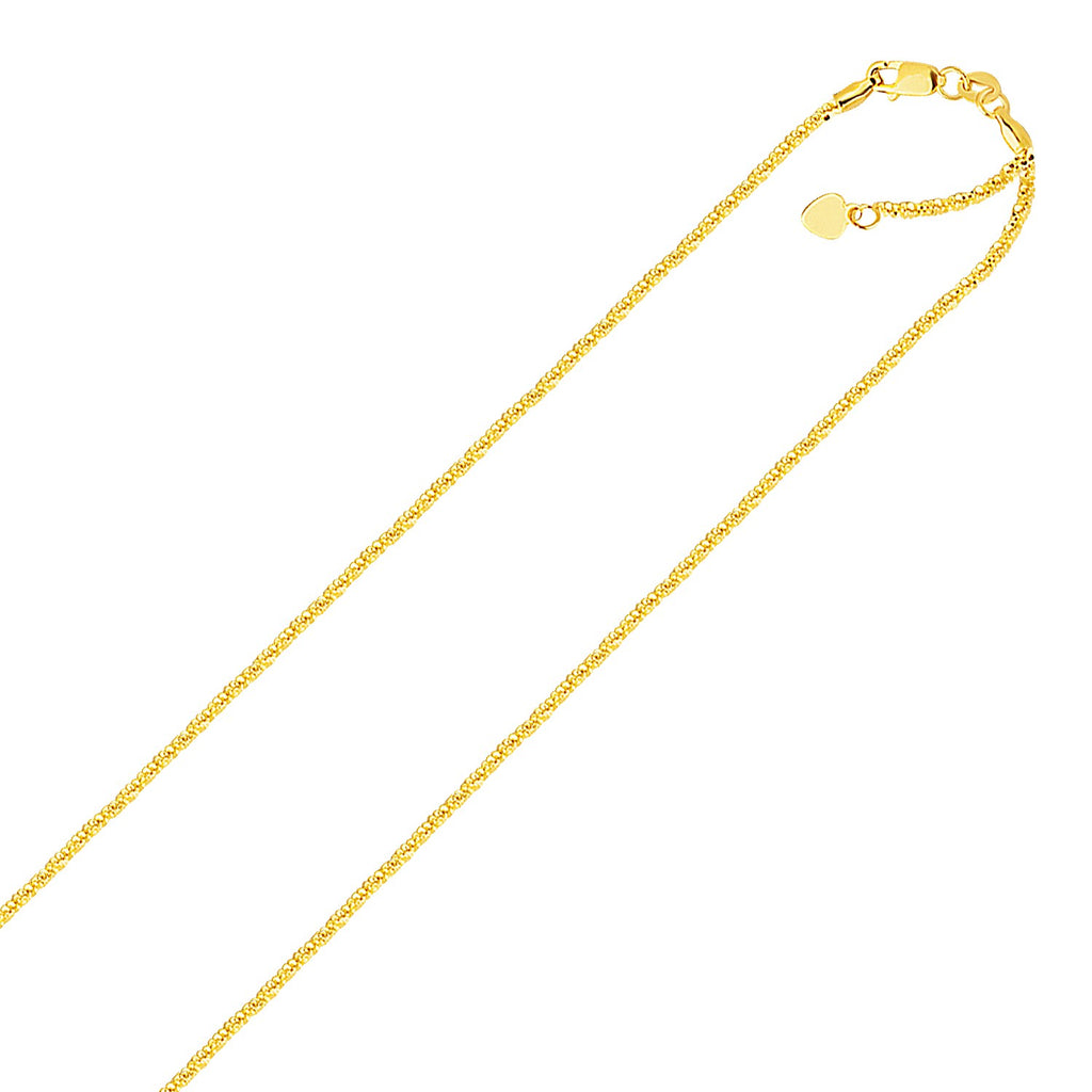 Yellow Gold 10k 1.5mm Adjustable Sparkle Chain in Lobster Clasp