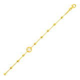 Yellow Gold 14k Childrens Bracelet with Angel and Beads