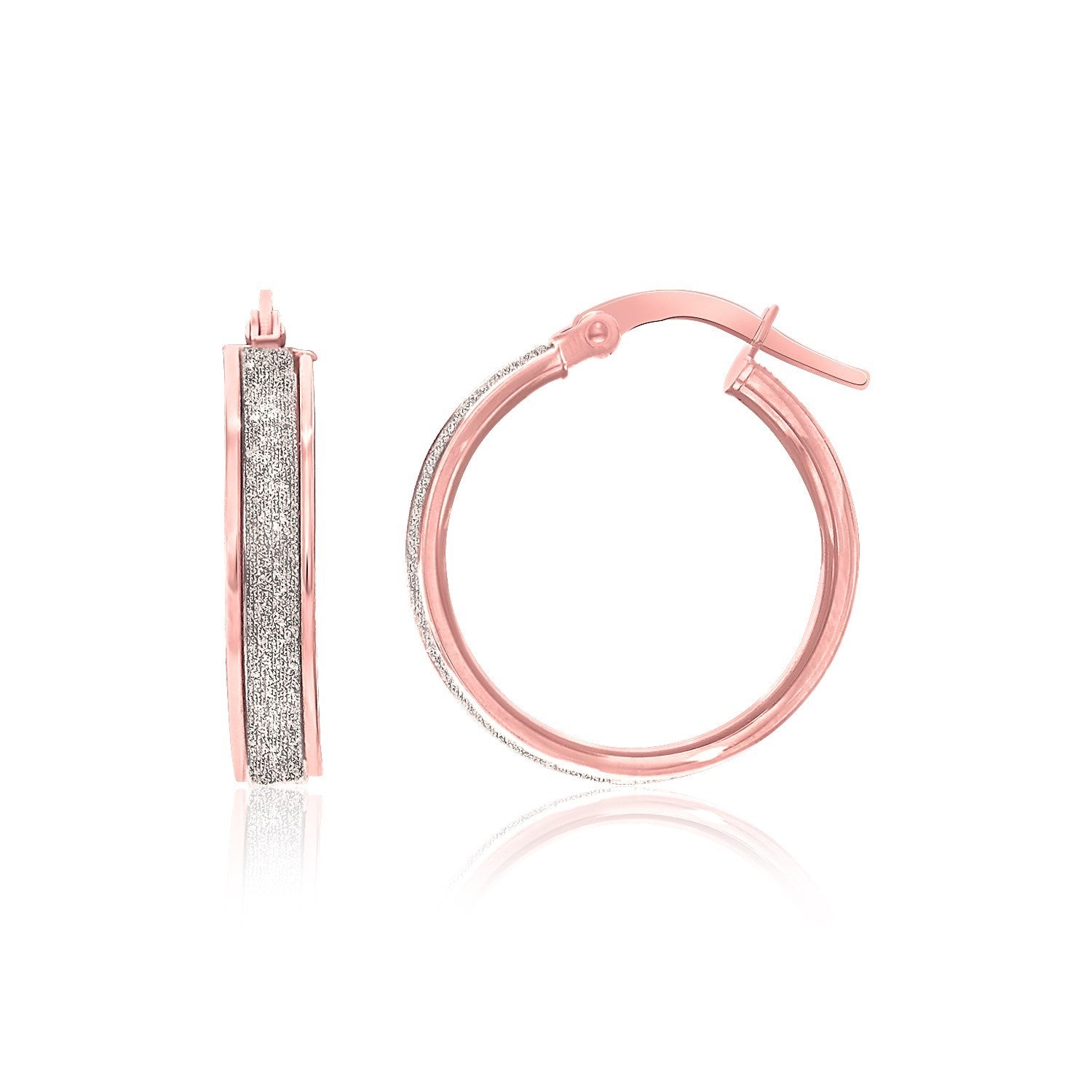 Two-Tone Gold 14k Glittery Center Hoop Earrings with Snap Lock