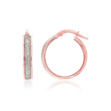 Two-Tone Gold 14k Glittery Center Hoop Earrings with Snap Lock