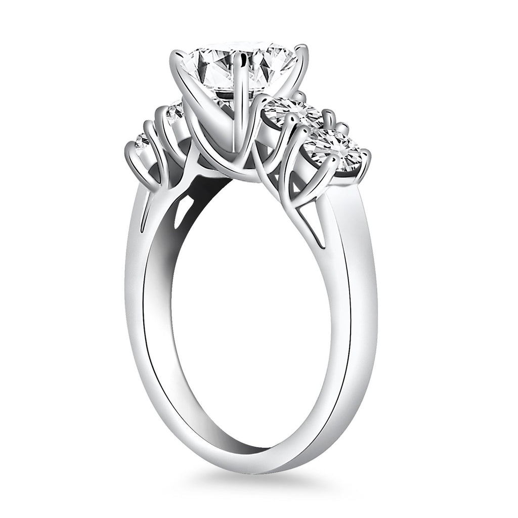 White Gold 14k Five Stone Diamond Trellis Engagement Ring