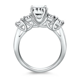 White Gold 14k Five Stone Diamond Trellis Engagement Ring