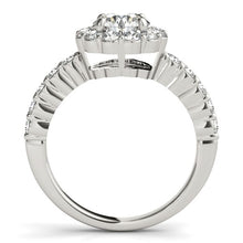 Load image into Gallery viewer, White Gold 14k Round Floral Motif Diamond Engagement Ring