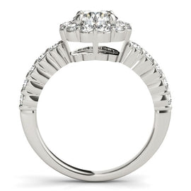 White Gold 14k Round Floral Motif Diamond Engagement Ring