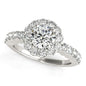 White Gold 14k Round Floral Motif Diamond Engagement Ring