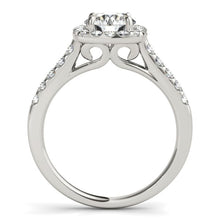Load image into Gallery viewer, Square Shape Halo Diamond Engagement Ring in 14k White Gold (1 1/2 cttw)