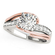Load image into Gallery viewer, 14k White And Rose Gold Bypass Shank Diamond Engagement Ring (1 1/8 cttw)
